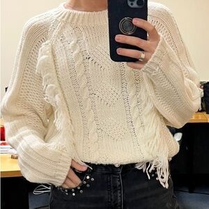 Elegant Cream Cable Knit Sweater